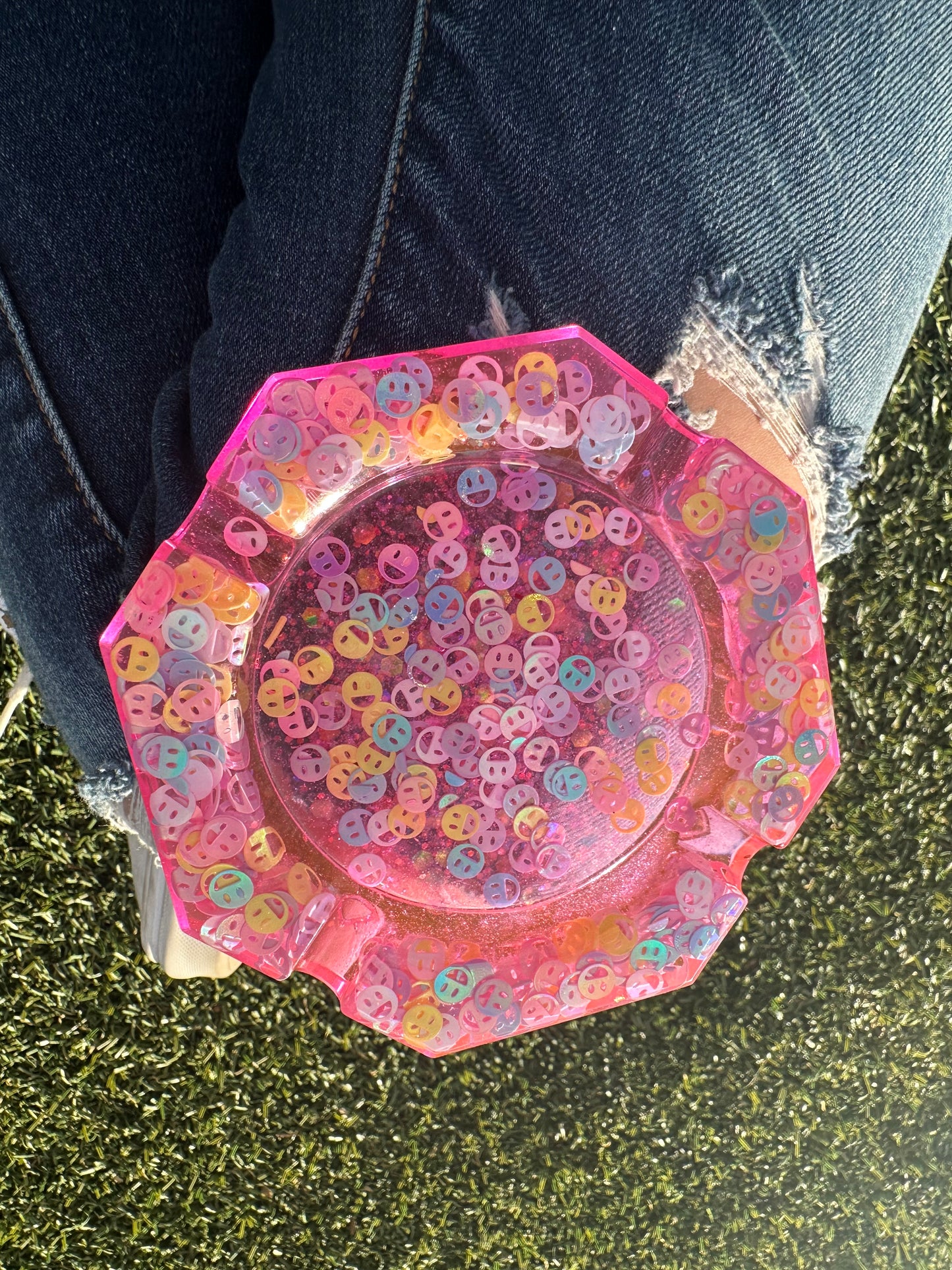 Neon Pink Smiley Face Ashtray