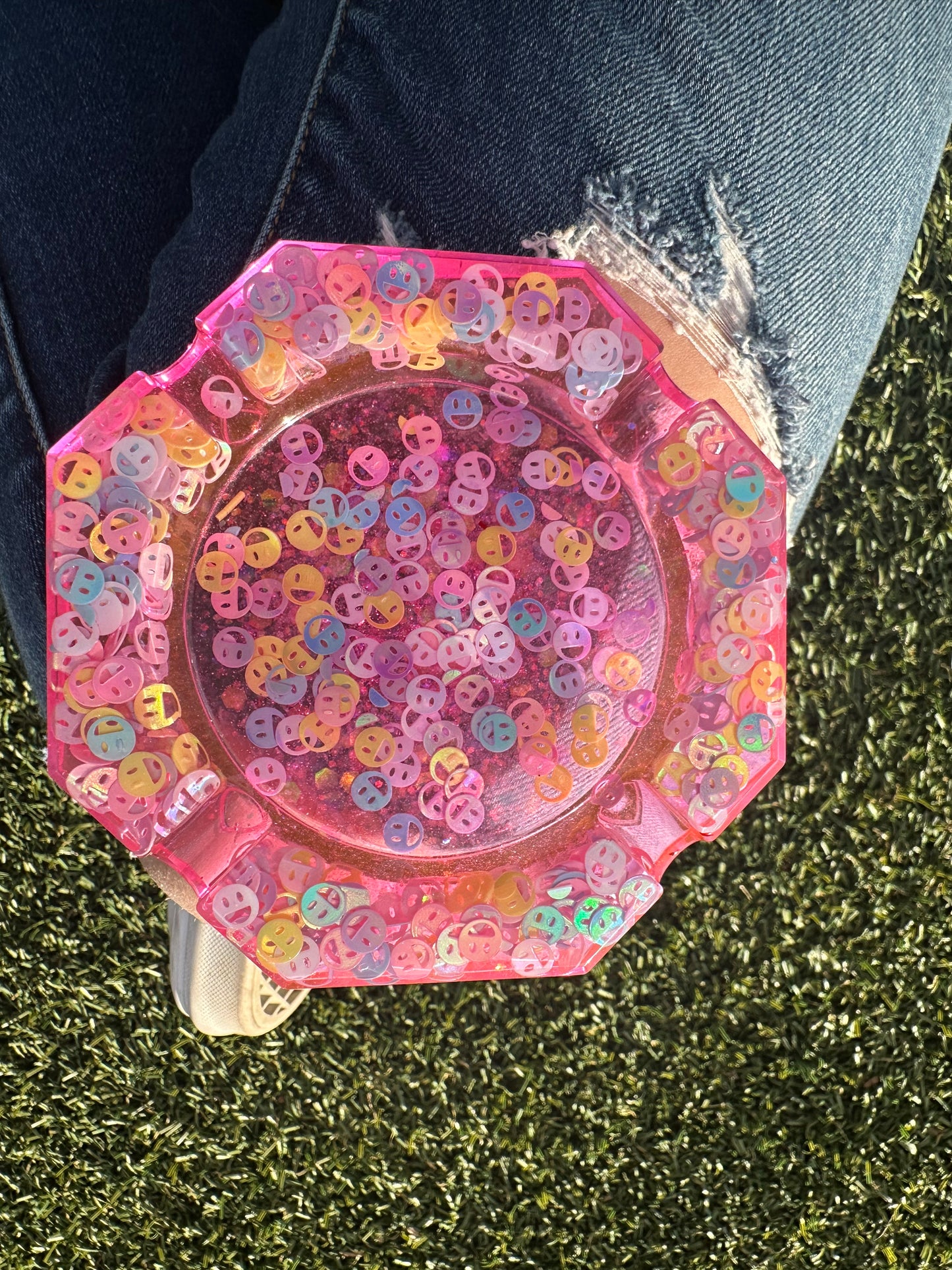 Neon Pink Smiley Face Ashtray