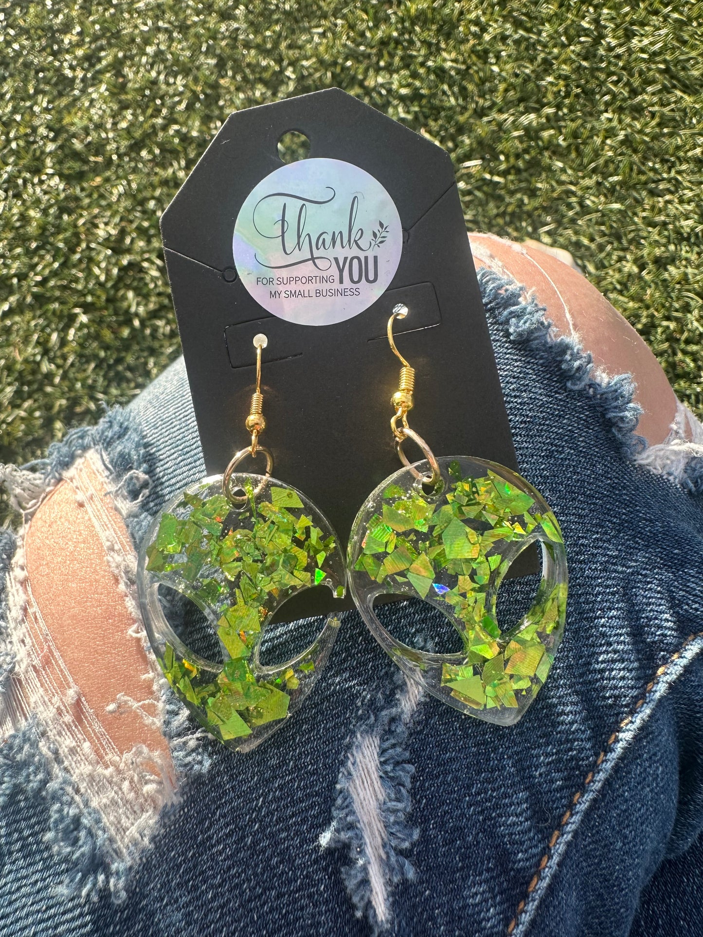 Lime Green Alien Earrings