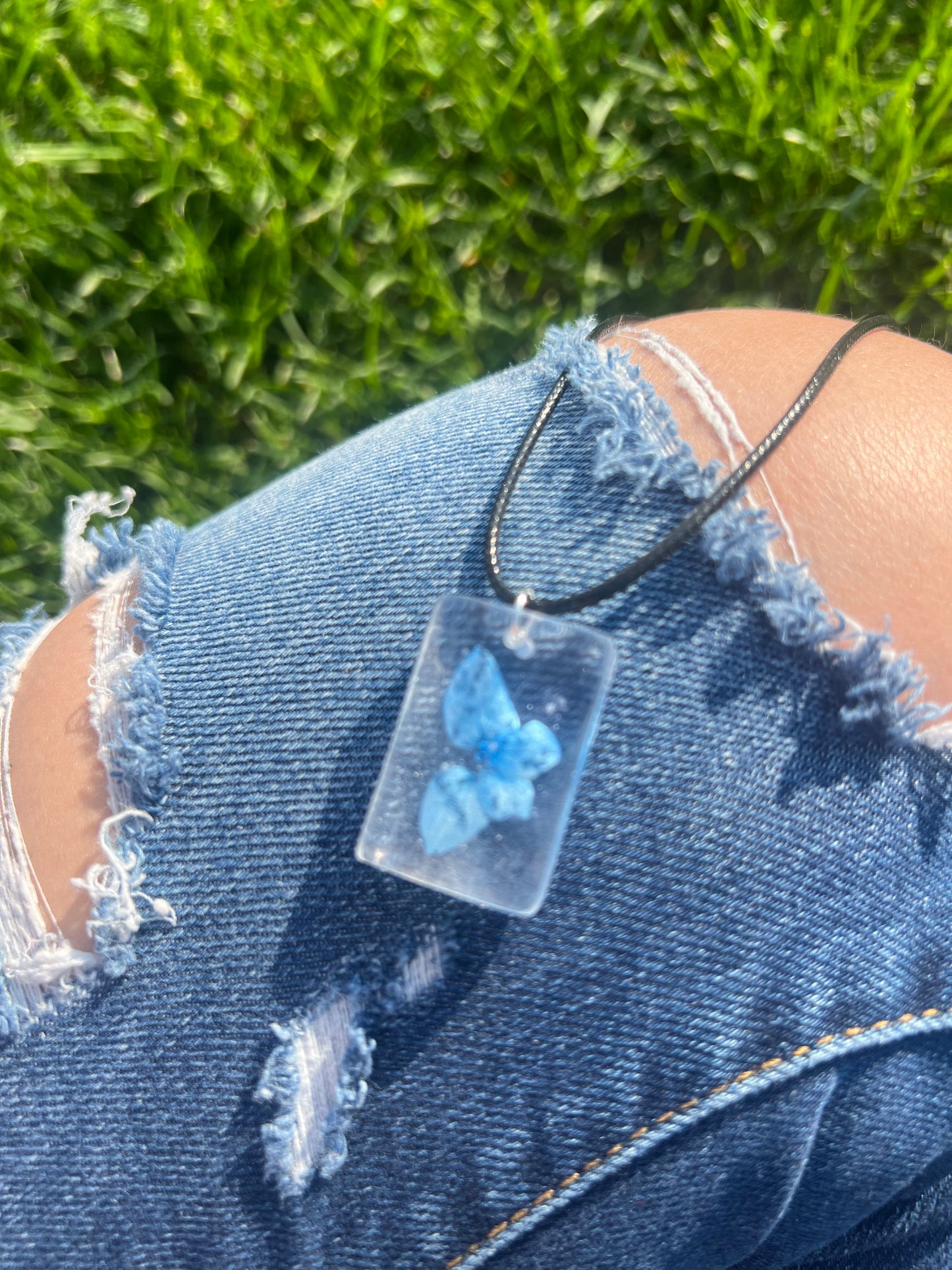 Necklace: Blue Vibes Rectangle Pendant