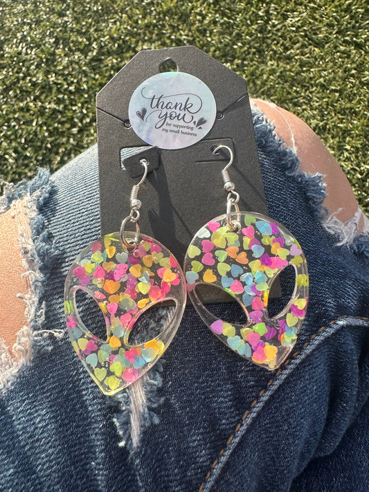 Heart Alien Earrings