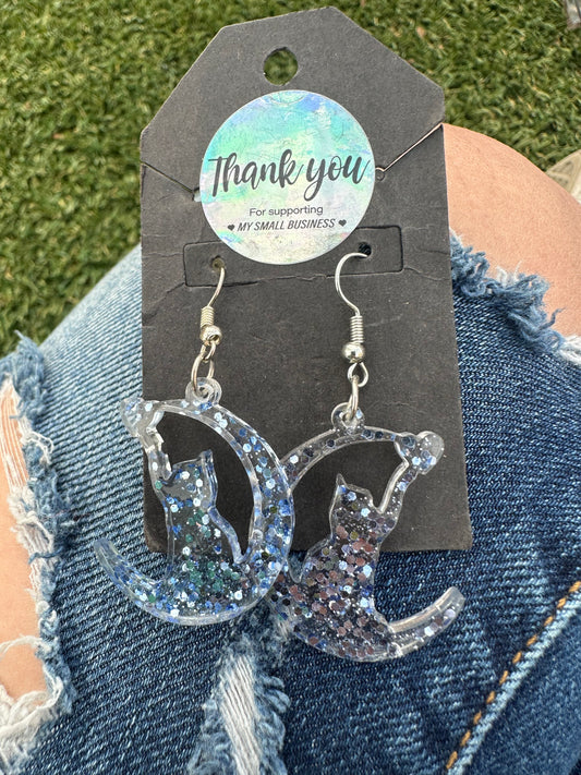Cat & Moon Earrings