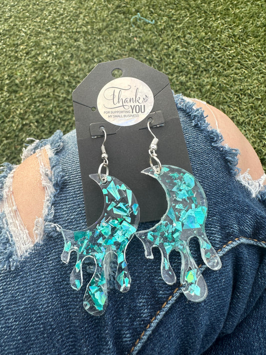 Aqua Blue Moon Earrings