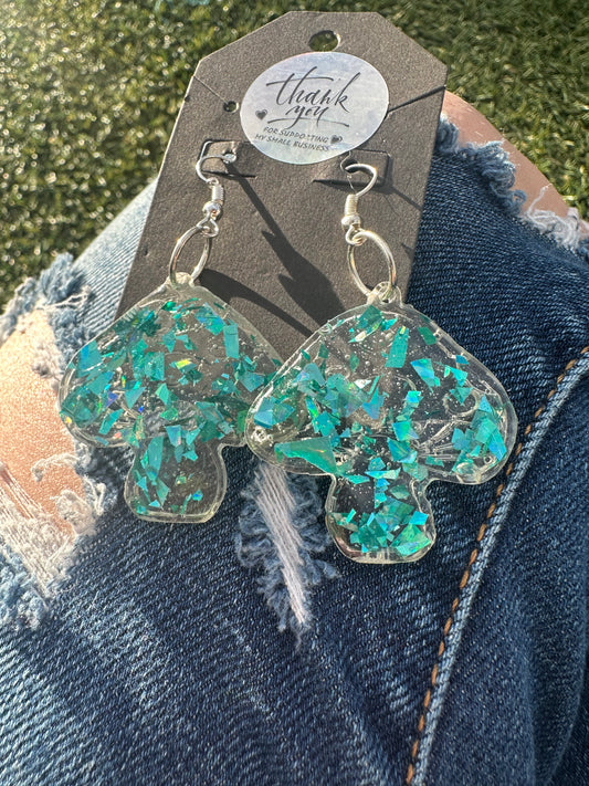 Aqua Blue Mushroom Earrings