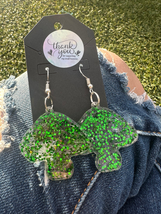 Dark Green Mushroom Earrings
