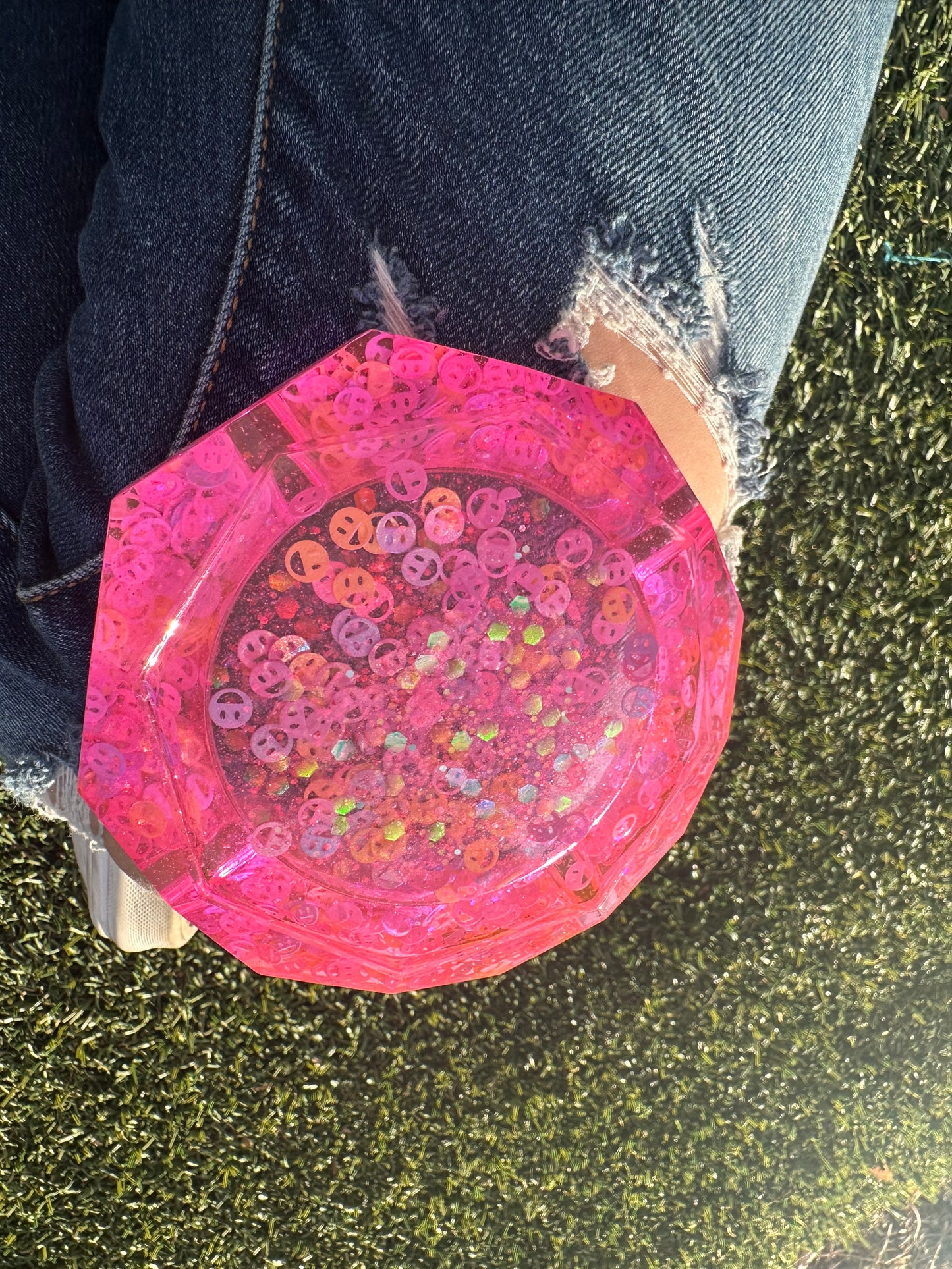 Neon Pink Smiley Face Ashtray