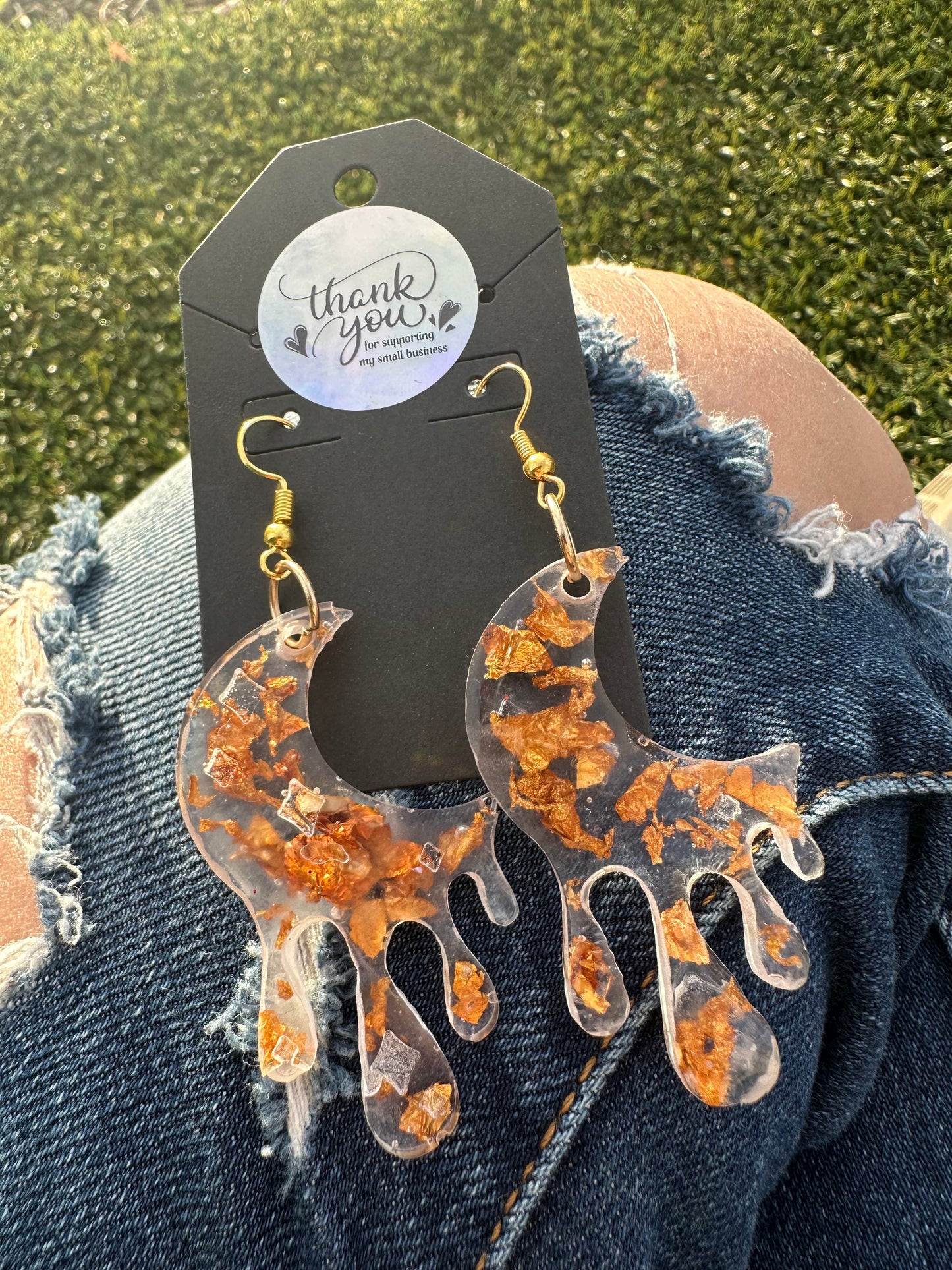 Gold Foil Moon Earrings