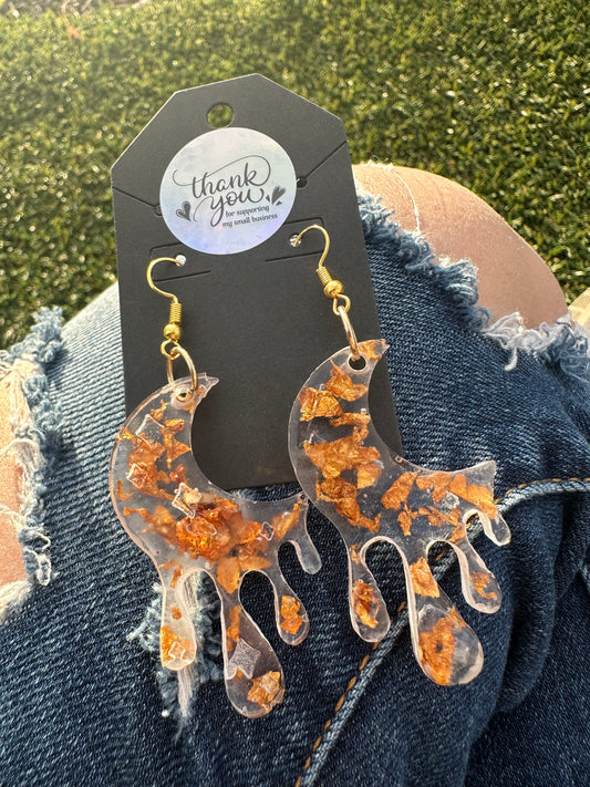 Gold Foil Moon Earrings