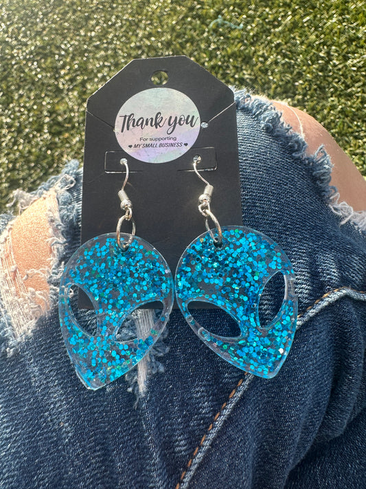 Blue Alien Earrings