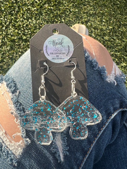 Blue Mushroom Earrings
