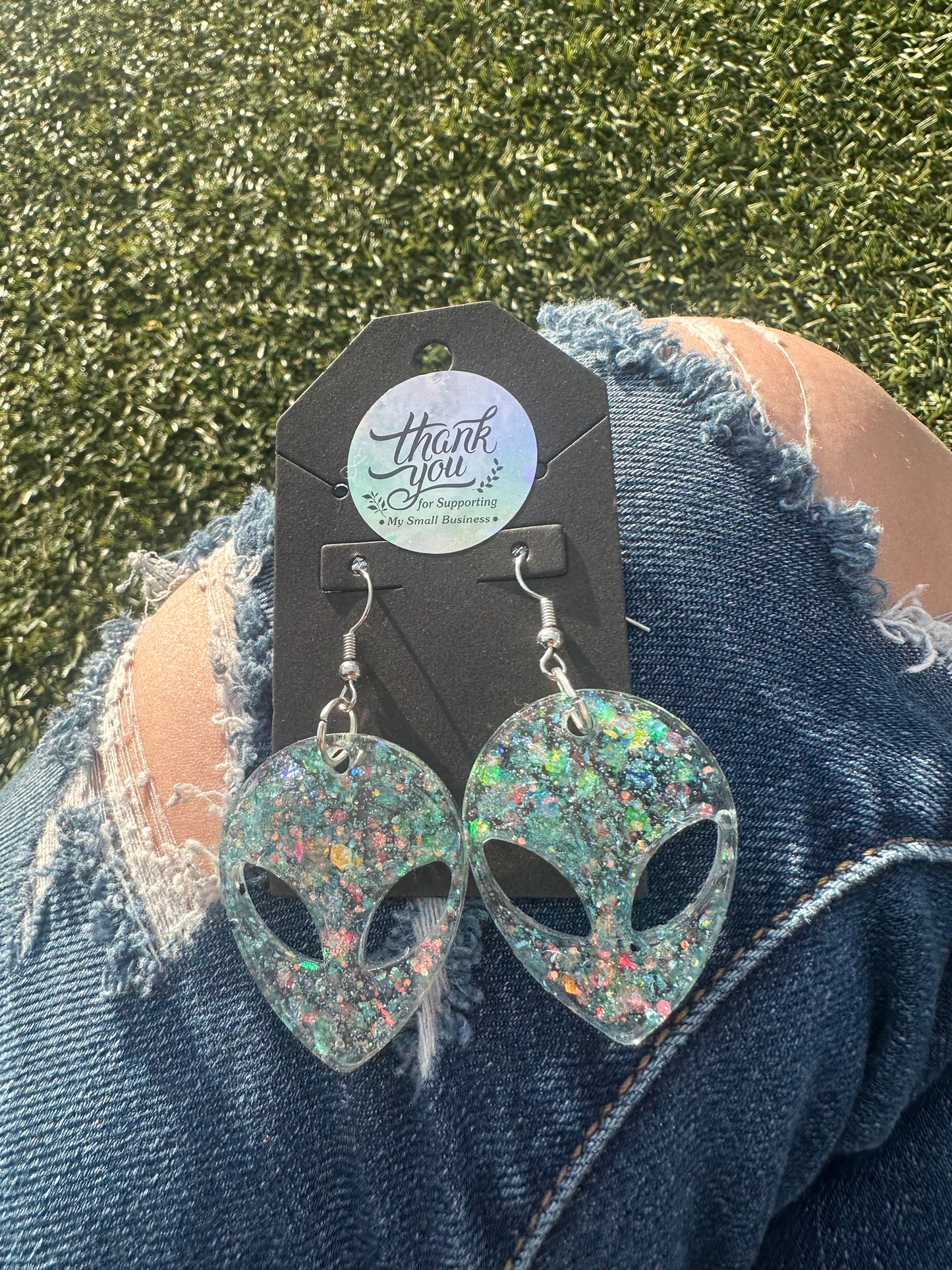 Baby Blue Alien Earrings