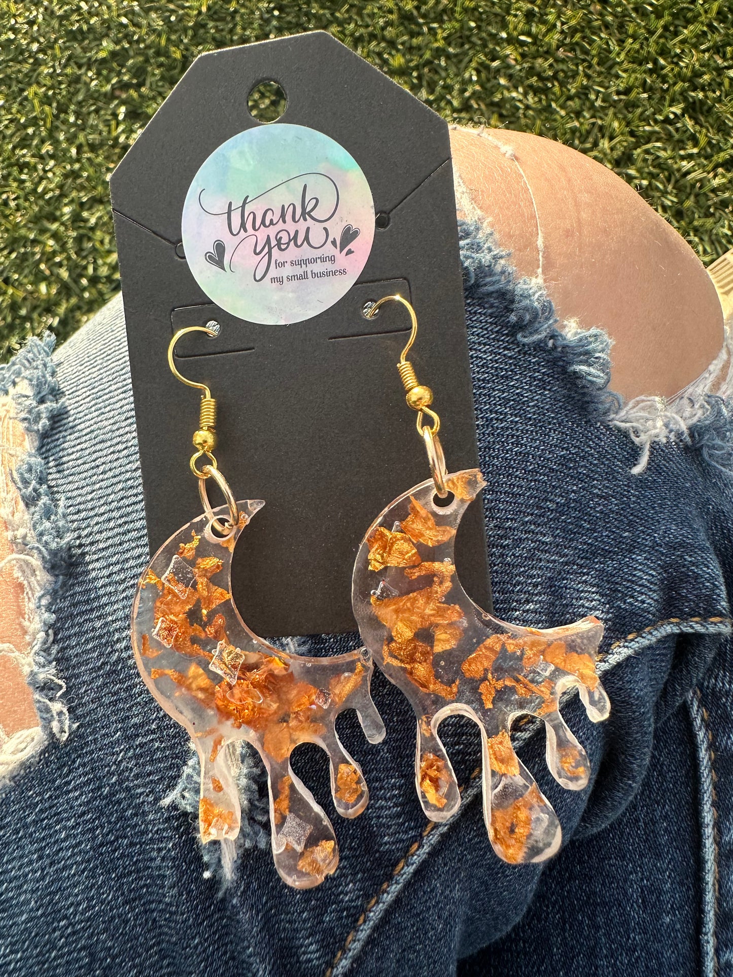 Gold Foil Moon Earrings