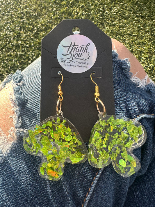 Lime Green Mushroom Earrings