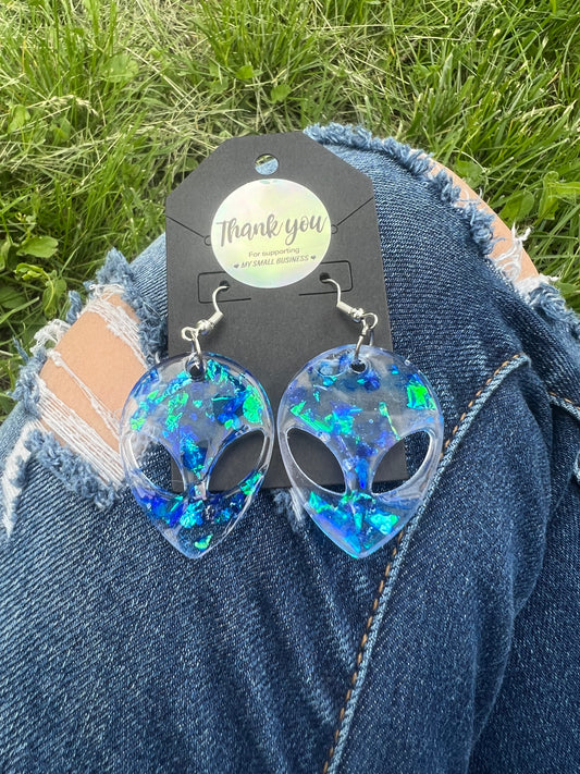 Earrings: Dark Blue Alien Earrings