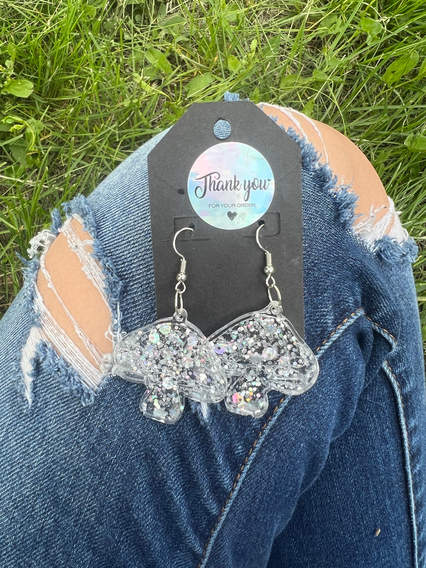 Earrings: Disco Glitter Mushrooms