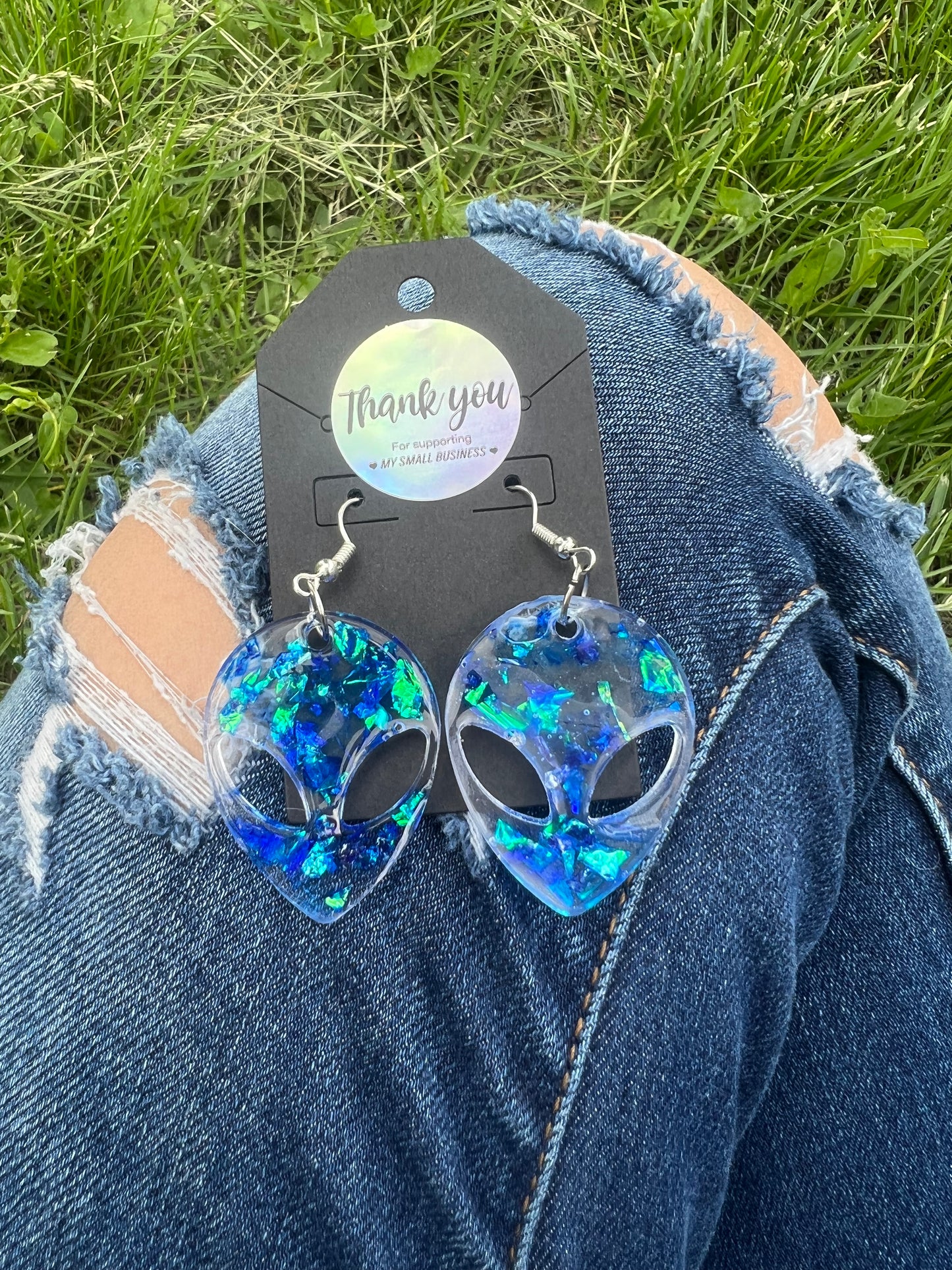 Earrings: Dark Blue Alien Earrings