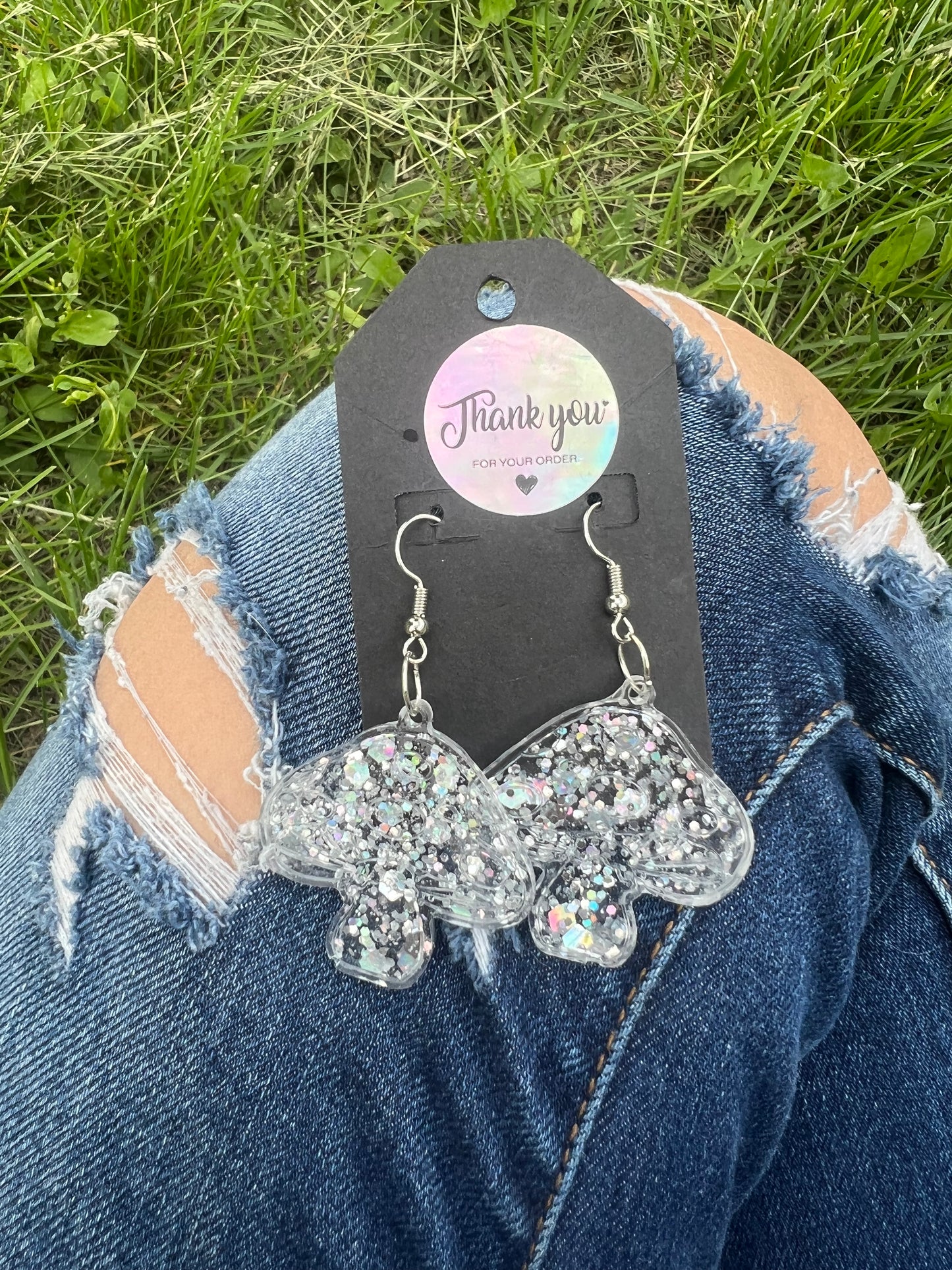 Earrings: Disco Glitter Mushrooms