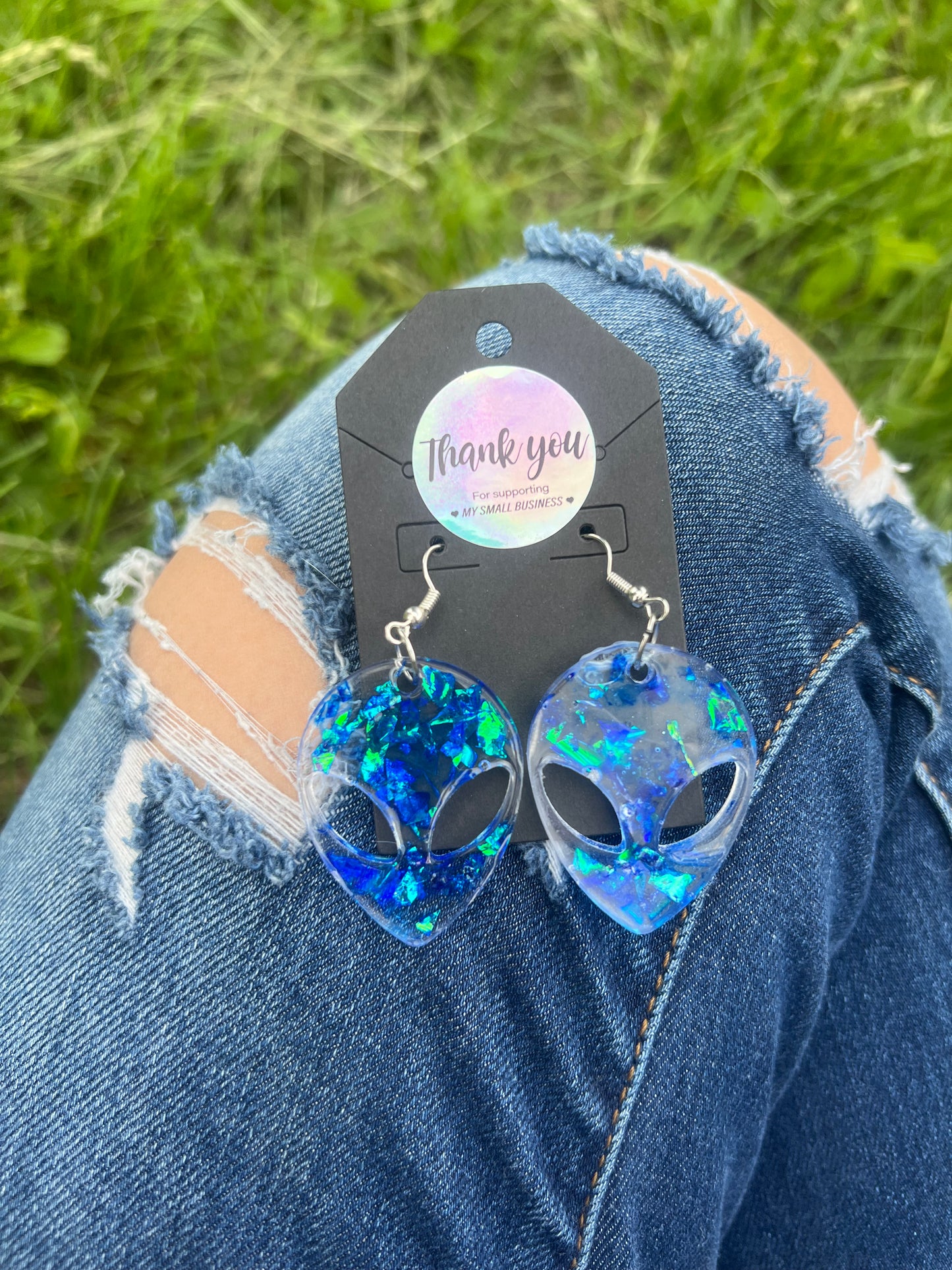 Earrings: Dark Blue Alien Earrings